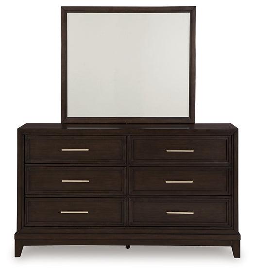Neymorton King Upholstered Panel Bed with Mirrored Dresser and 2 Nightstands