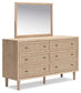 Cielden California King Upholstered Bed with Roll Slats, Dresser, Mirror, Chest and Nightstand
