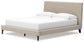 Cielden California King Upholstered Bed with Roll Slats, Dresser and Mirror