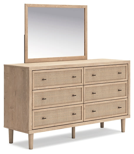 Cielden King Upholstered Bed with Roll Slats, Dresser, Mirror and Nightstand