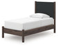 Pamytta Twin Upholstered Panel Platform Bed, Dresser, Mirror and Nightstand