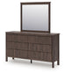 Pamytta Full Upholstered Panel Bed, Dresser, Mirror and Nightstand