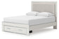 Zuraleus Queen Upholstered Panel Platform Storage Bed, Dresser, Mirror and Nightstand