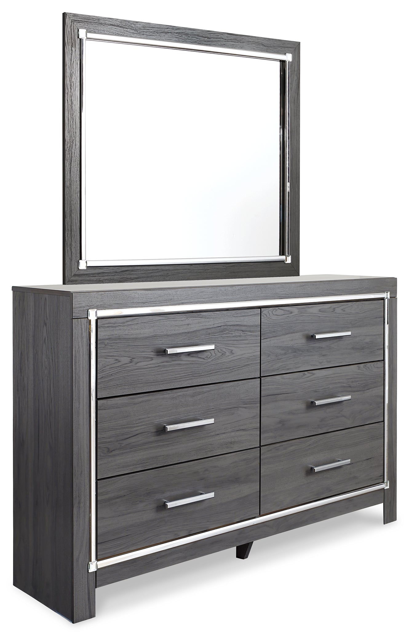 Lodanna Queen Panel Bed with 2 Storage Drawers with Mirrored Dresser, Chest and 2 Nightstands