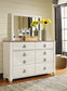 Willowton Queen/Full Panel Headboard with Mirrored Dresser and 2 Nightstands