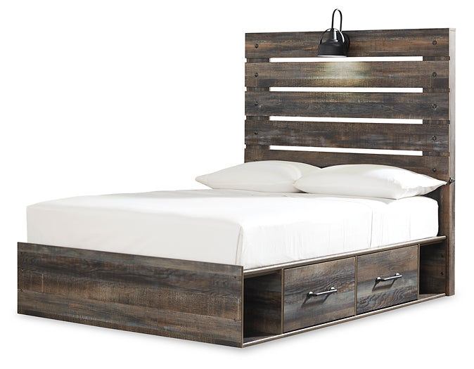 Drystan Twin Panel Bed with 2 Storage Drawers with Mirrored Dresser, Chest and Nightstand