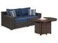Grasson Lane Outdoor Loveseat with Fire Pit Table