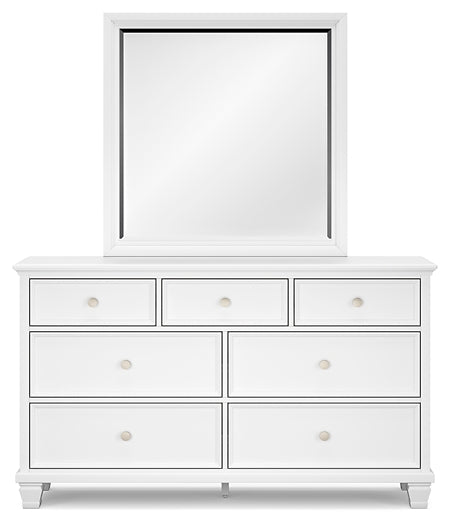 Fortman Full Panel Bed with Mirrored Dresser and 2 Nightstands